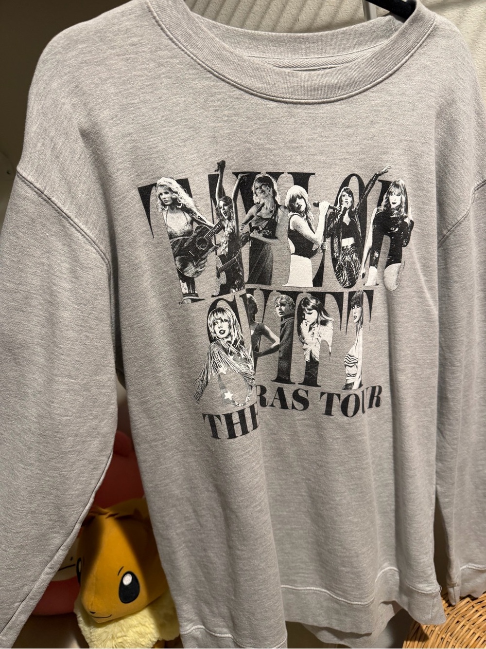 Taylor Swift Gray Graphic Sweatshirt - Black & White Tour Print